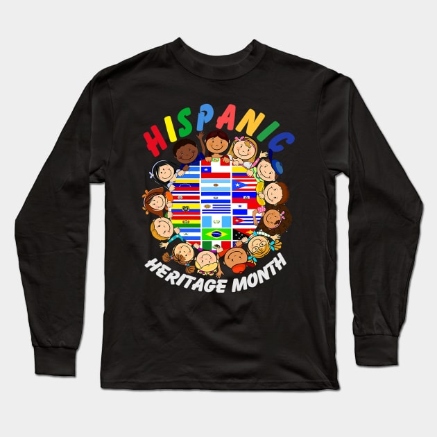 Hispanic Heritage Month Shirt Kids Boy Girl Toddler Latino Long Sleeve T-Shirt by Eleam Junie